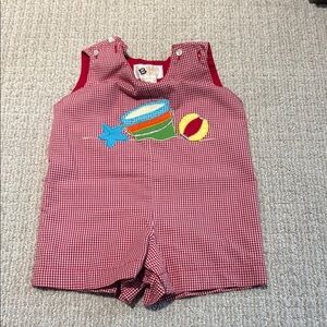 St. John Red Checkered Baby Romper